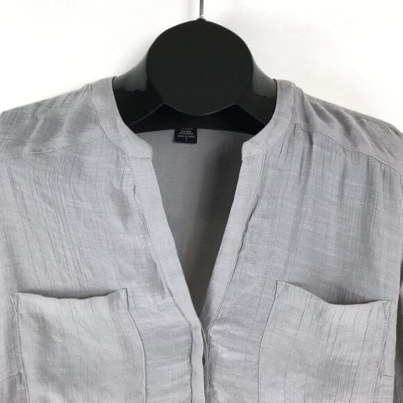 Torrid Split Neck Popover Blouse Women's Plus 1/1X Gray Crinkle Rayon Casual - Picture 2 of 11
